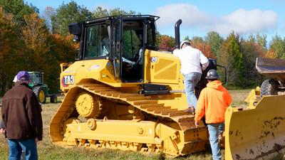 A bulldozer breaking ground